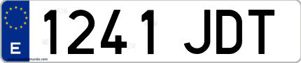 Ejemplo de matrícula de coche ordinaria 1241 JDT