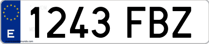Ejemplo de matrícula de coche ordinaria 1243 FBZ