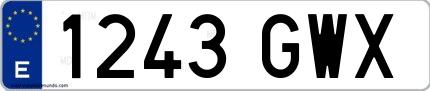 Ejemplo de matrícula española 1243 GWX