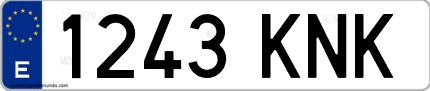 Ejemplo de matrícula de coche ordinaria 1243 KNK