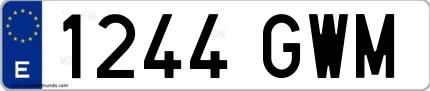Ejemplo de matrícula española 1244 GWM