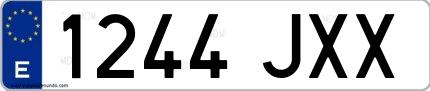 Ejemplo de matrícula española 1244 JXX