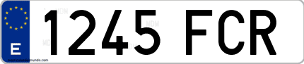 Ejemplo de matrícula de coche ordinaria 1245 FCR