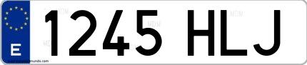 Ejemplo de matrícula española 1245 HLJ