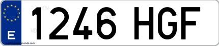 Ejemplo de matrícula española 1246 HGF