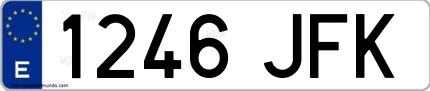 Ejemplo de matrícula española 1246 JFK