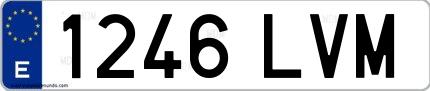 Ejemplo de matrícula española 1246 LVM
