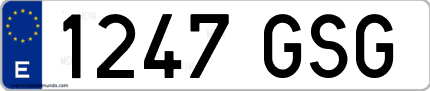 Ejemplo de matrícula de coche ordinaria 1247 GSG