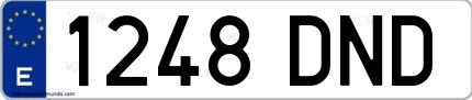 Ejemplo de matrícula de coche ordinaria 1248 DND