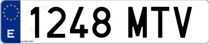 Ejemplo de matrícula española 1248 MTV