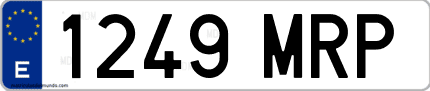 Ejemplo de matrícula de coche ordinaria 1249 MRP