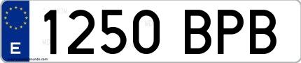 Ejemplo de matrícula española 1250 BPB