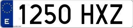 Ejemplo de matrícula española 1250 HXZ