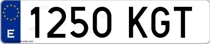 Ejemplo de matrícula española 1250 KGT