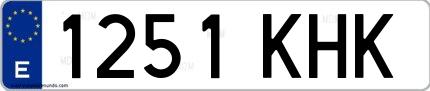 Ejemplo de matrícula española 1251 KHK