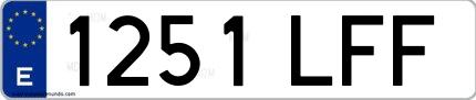 Ejemplo de matrícula de coche ordinaria 1251 LFF