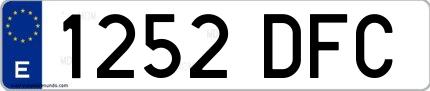 Ejemplo de matrícula española 1252 DFC
