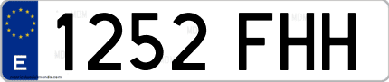 Ejemplo de matrícula de coche ordinaria 1252 FHH