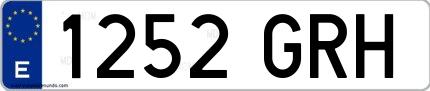 Ejemplo de matrícula española 1252 GRH