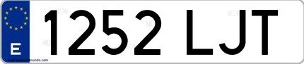 Ejemplo de matrícula española 1252 LJT