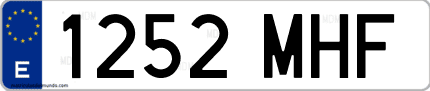 Ejemplo de matrícula de coche ordinaria 1252 MHF