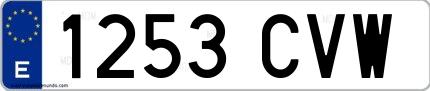 Ejemplo de matrícula de coche ordinaria 1253 CVW