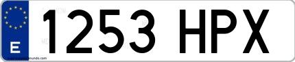 Ejemplo de matrícula española 1253 HPX