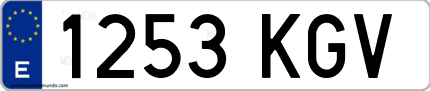 Ejemplo de matrícula de coche ordinaria 1253 KGV