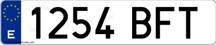 Ejemplo de matrícula española 1254 BFT