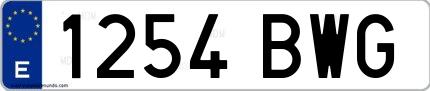 Ejemplo de matrícula española 1254 BWG