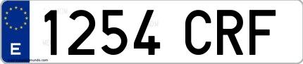 Ejemplo de matrícula española 1254 CRF