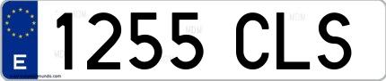 Ejemplo de matrícula de coche ordinaria 1255 CLS