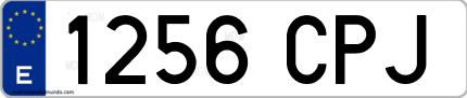 Ejemplo de matrícula de coche ordinaria 1256 CPJ