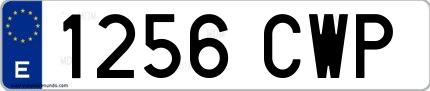 Ejemplo de matrícula española 1256 CWP