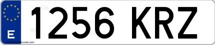 Ejemplo de matrícula española 1256 KRZ