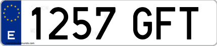 Ejemplo de matrícula de coche ordinaria 1257 GFT