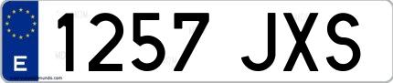 Ejemplo de matrícula española 1257 JXS