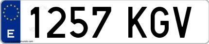 Ejemplo de matrícula española 1257 KGV