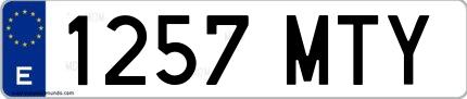 Ejemplo de matrícula española 1257 MTY
