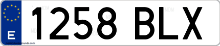 Ejemplo de matrícula de coche ordinaria 1258 BLX
