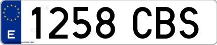 Ejemplo de matrícula española 1258 CBS