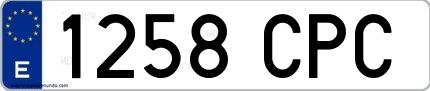 Ejemplo de matrícula española 1258 CPC