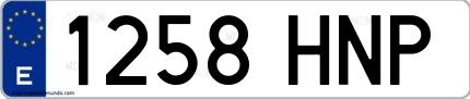 Ejemplo de matrícula española 1258 HNP