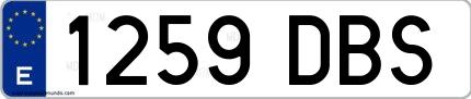 Ejemplo de matrícula española 1259 DBS