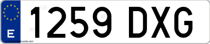 Ejemplo de matrícula de coche ordinaria 1259 DXG