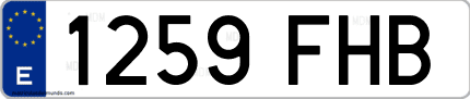 Ejemplo de matrícula de coche ordinaria 1259 FHB