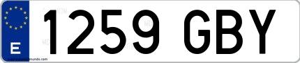 Ejemplo de matrícula española 1259 GBY