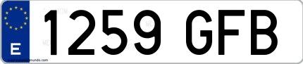 Ejemplo de matrícula española 1259 GFB