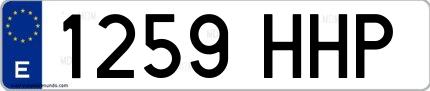Ejemplo de matrícula de coche ordinaria 1259 HHP
