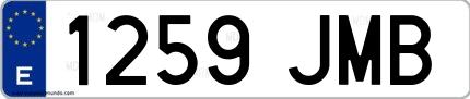Ejemplo de matrícula española 1259 JMB